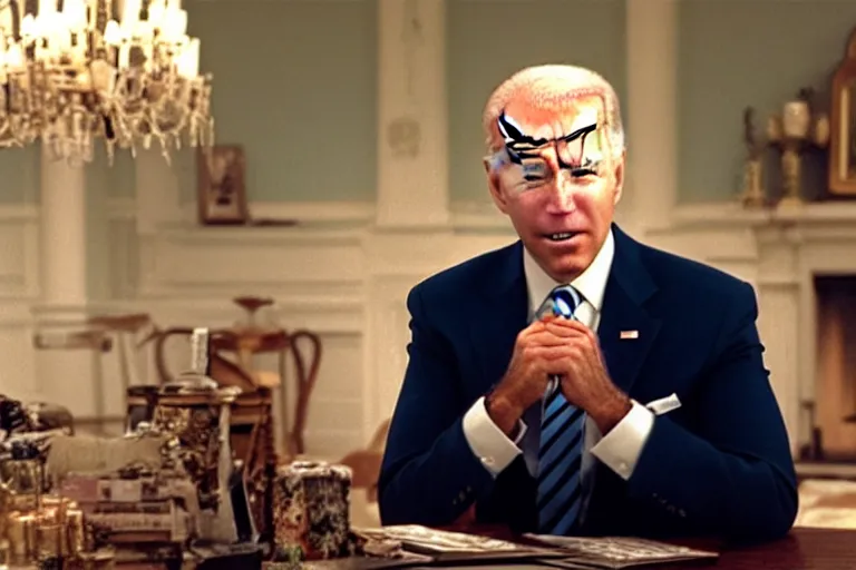 Image similar to film still frame of biden in barbie, by Jaap Buitendijk