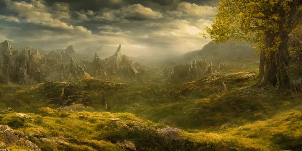 Image similar to a view of a land tolkien style 4 k