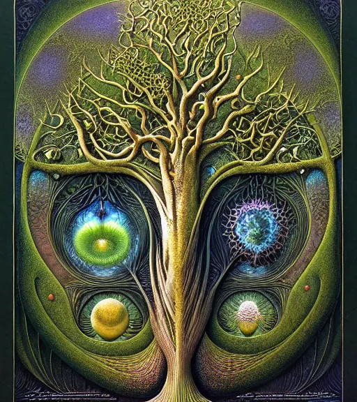 Image similar to tree of life by roger dean and andrew ferez, art forms of nature by ernst haeckel, divine chaos engine, symbolist, visionary, art nouveau, botanical fractal structures, organic, detailed, realistic, surreality