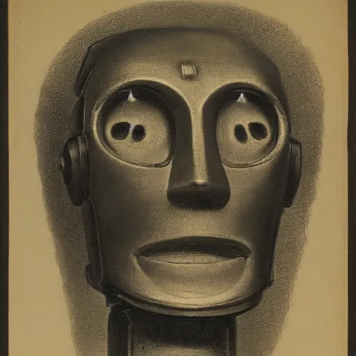 Image similar to head of a robot ( c. 1 8 8 0 - c. 1 8 9 2 ) drawing in high resolution by otto eerelman, with a back ground that starts off grey and gets darker the further down it goes