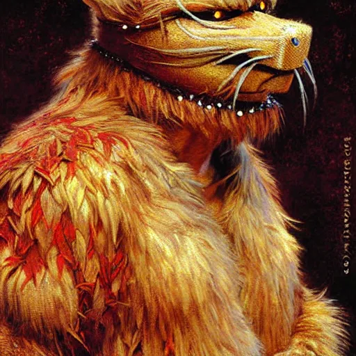 Image similar to furry splinter from tmnt wearing a red kimono hairy furry body furry arms feet. highly detailed painting by gaston bussiere craig mullins jc leyendecker gustav klimt artgerm greg rutkowski