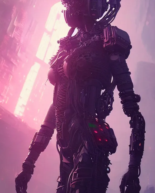 Image similar to portrait of a cyberpunk cyborg. sci - fi, intricate abstract upper body intricate, wlop, concept art, octane render, deviantart, greg rutkowski, cinematic, key art, hyperrealism,