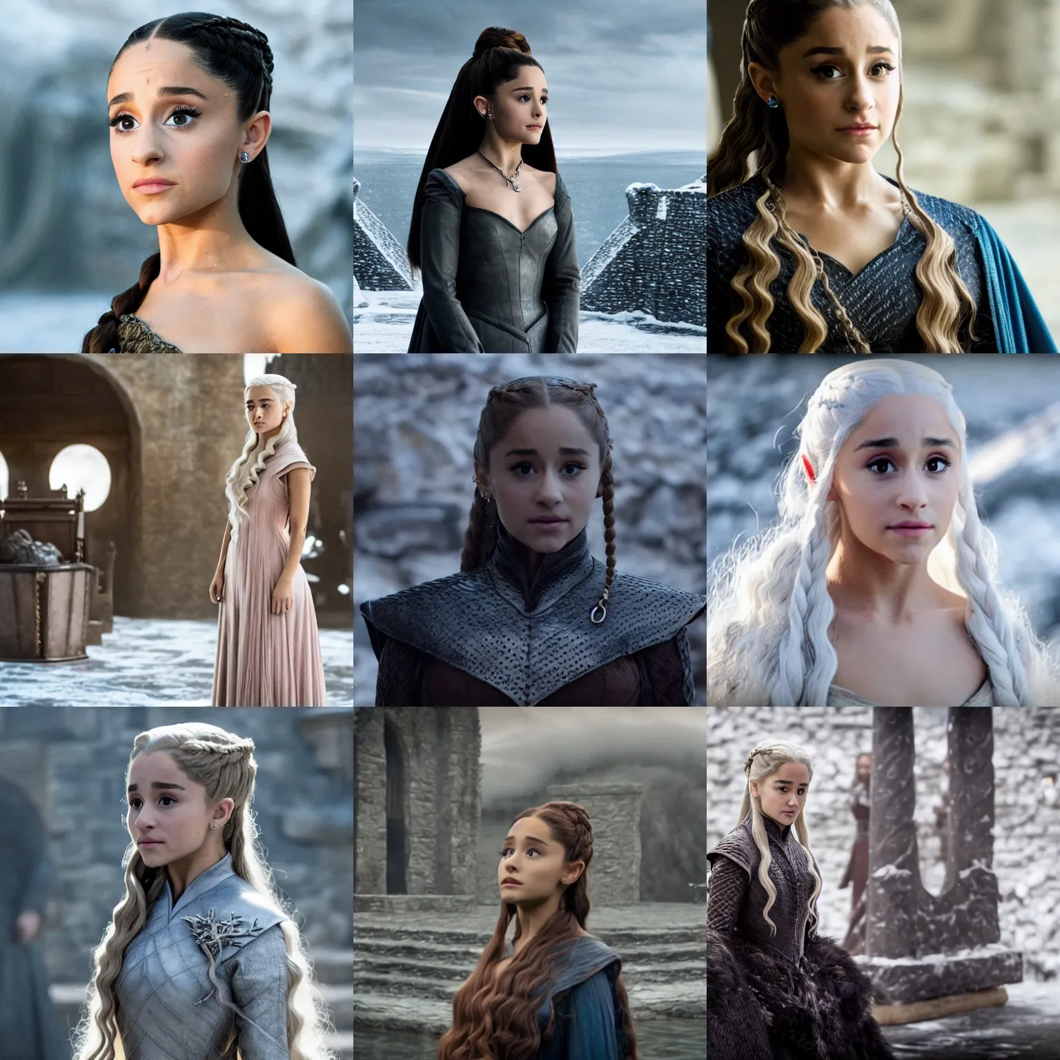 Prompt: cinematic still of ariana grande in game of thrones, blueray