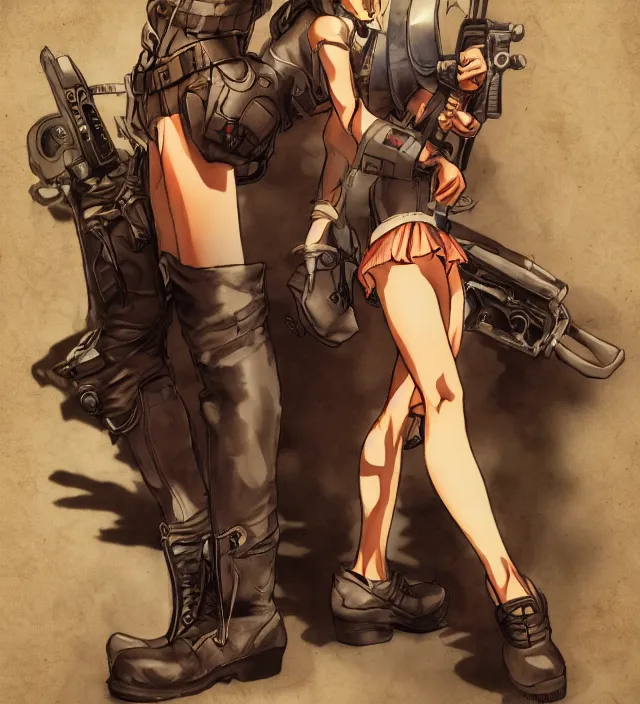 Image similar to full body pose, hd, manga anime portrait of a fairy girl in combat boots and overalls, in ishikawa ken frank miller jim lee alex ross style detailed trending award winning on flickr artstation,