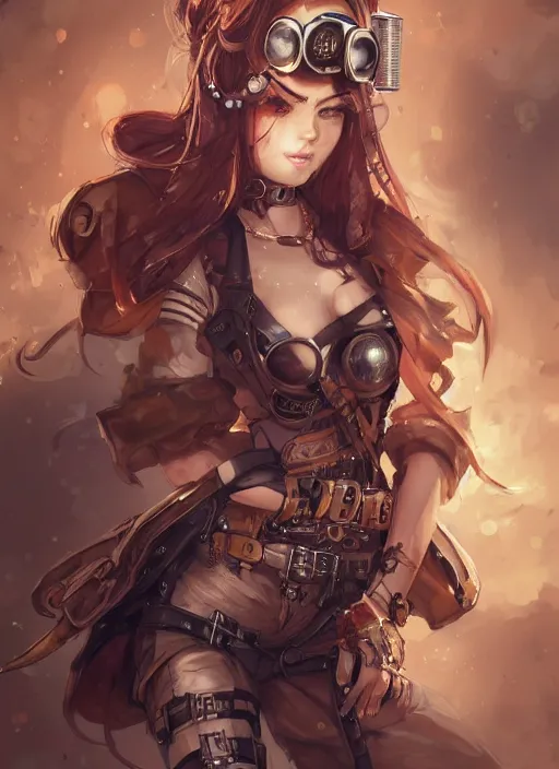 Image similar to girl, steampunk, goggles, pilot, portait, made by stanley artgerm lau, wlop, rossdraws, james jean, andrei riabovitchev, marc simonetti, yoshitaka amano, artstation