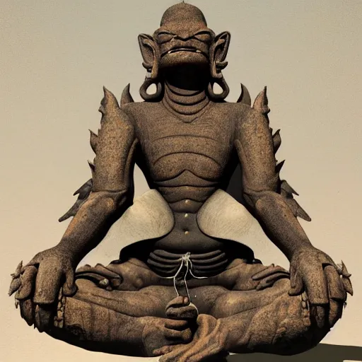 Image similar to argonian!!! buddha, praying meditating, epic fantasy concept art, octane render, artstation trending