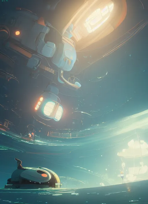 Image similar to deep sea, detailed, futuristic, cory loftis, james gilleard, atey ghailan, makoto shinkai, goro fujita, studio ghibli, rim light, exquisite lighting, clear focus, very coherent, plain background