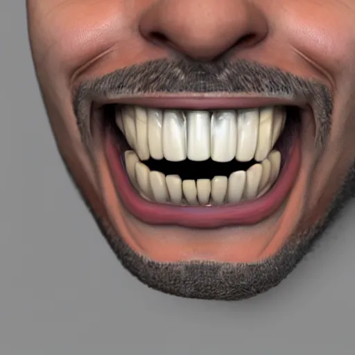 Image similar to the teeth man, 4 k, hyperrealistic