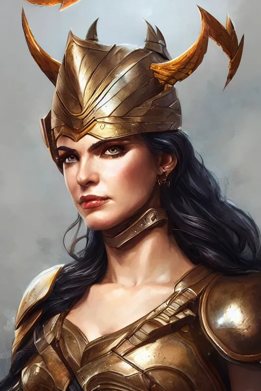 Image similar to amazon valkyrie athena, d & d, fantasy, portrait, highly detailed, headshot, digital painting, trending on artstation, concept art, sharp focus, illustration, art by artgerm and greg rutkowski and magali villeneuve