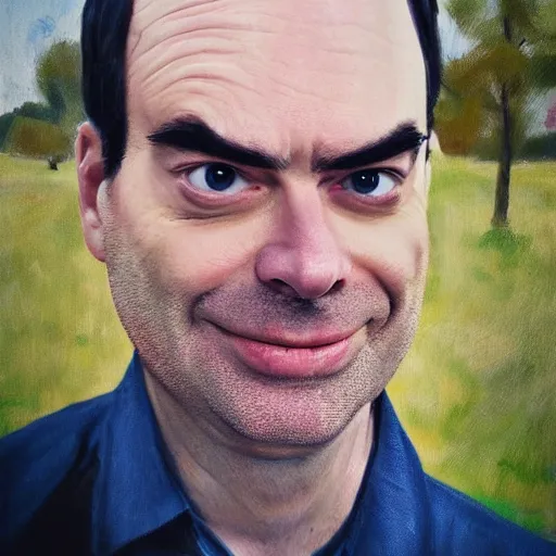 Prompt: cell phone selfie portrait, fat old and bald bill hader - n 9