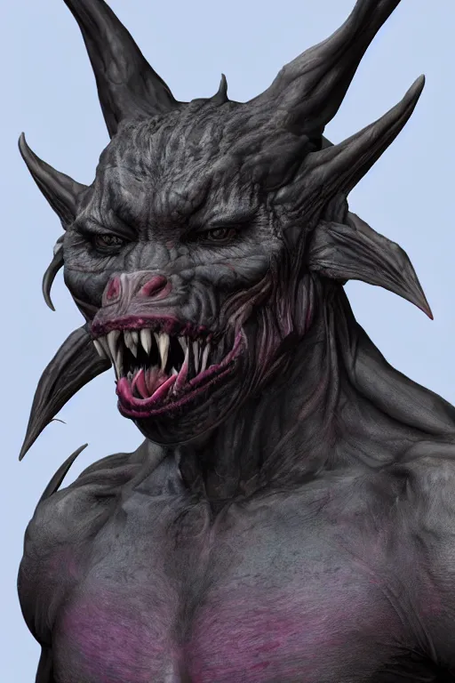 Image similar to full shot, humanoid orc alien wolf bat goblin demon mash - up, photorealistic, 8 k uhd, unreal engine 5 rendered, portrait, extremly detailed, hyper realistic, extremely detailed, colorful by wayne barlowe