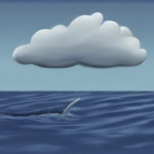 Prompt: blue whale swim in the cloud, digital painting