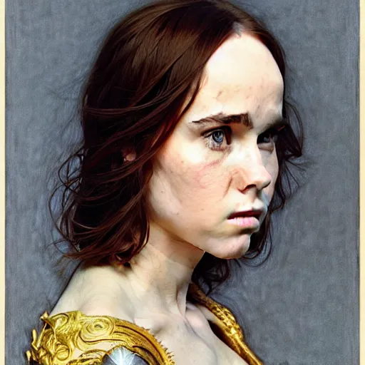 Image similar to highly detailed portrait of ellen page. d & d, art by donato giancola and evelyn de morgan and carl larsson and john william waterhouse. trending on artstation, intricate details, energetic composition, golden ratio, concept art, illustration, elegant art