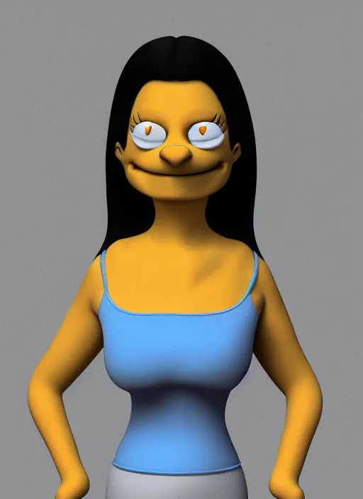 Image similar to 3d render portrait of the mad cat lady from the Simpsons