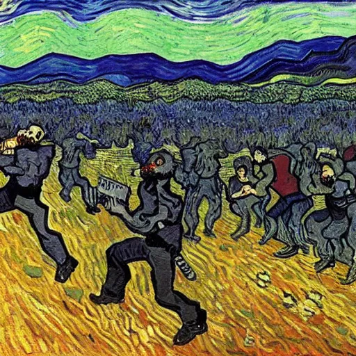 Image similar to the zombie apocalypse by vincent van gogh