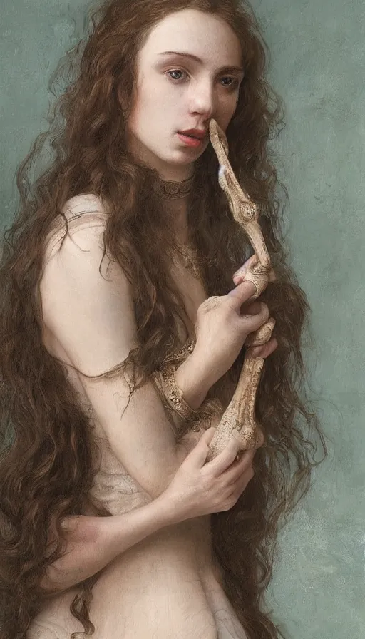 Prompt: An extremely beautiful pre-raphaelite ornate portrait of a young attractive woman with a beautiful bone structure, professionally painted digital art illustration, smooth, sharp focus, atmospheric lighting, highly detailed illustration highlights, golden ratio, extremely detailed winning award masterpiece, 8K post-processing