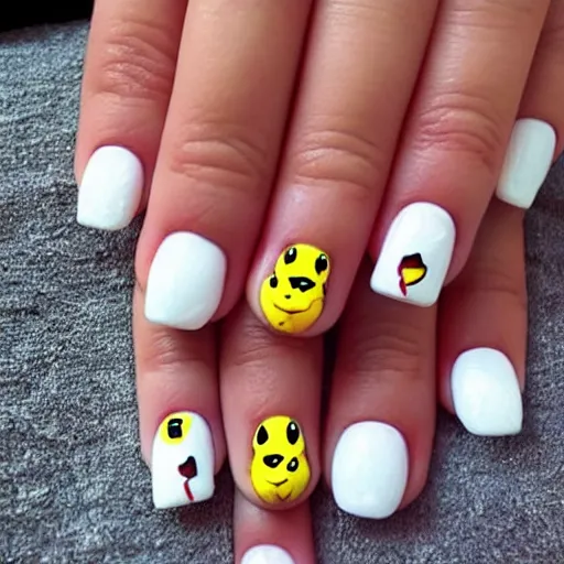 Image similar to pikachu, nail art