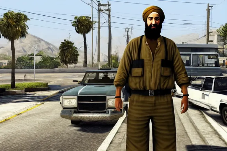 Prompt: Osama Bin Laden as a GTA V character, detailed.