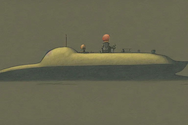 Prompt: a submarine in murky water by Shaun Tan, trending on artstation