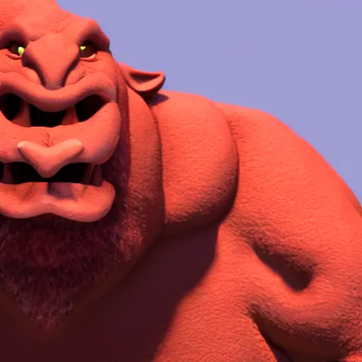 Prompt: portrait of funny red ogre, unreal engine render, volumetric light, high détail