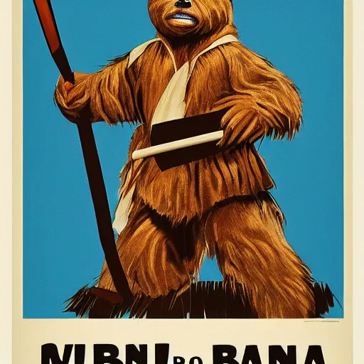 Prompt: propaganda poster for a ban on all ewoks, dmitry moor