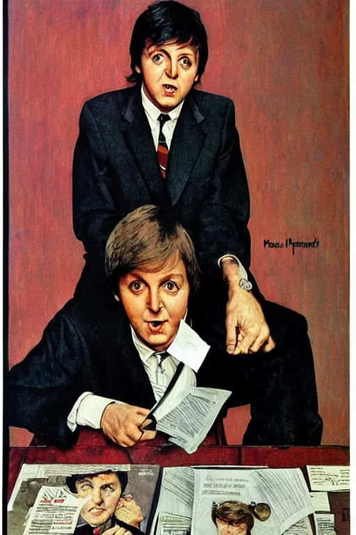 Image similar to portrait of Paul McCartney (1965), by Norman Rockwell