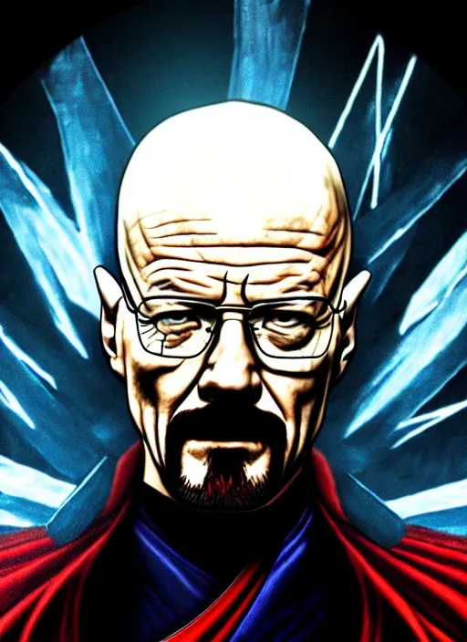 Image similar to walter white as dr strange, realistic, cinematic