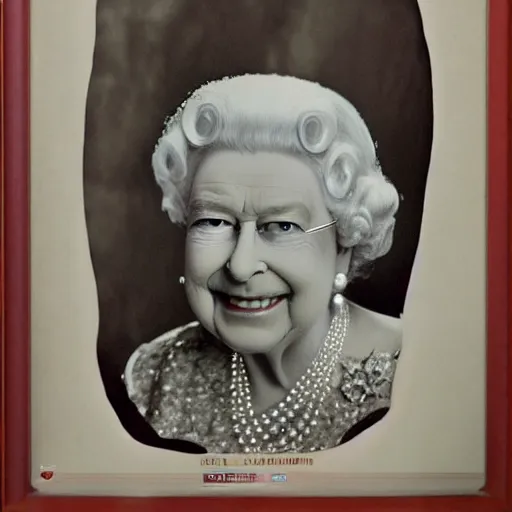 Image similar to picture of queen Elizabeth the lizard person