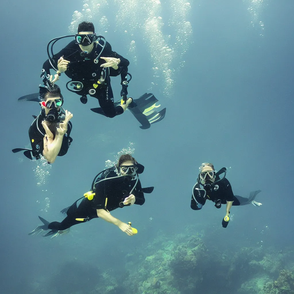 Prompt: a scubadiver in the sky