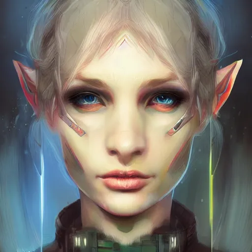 Image similar to portrait of an elf in a cyberpunk style, digital art, artstation cgsociety masterpiece