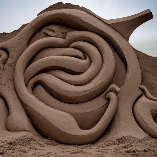 Image similar to distorted by emma rios, by mike mignola sand sculpture. a photograph of the human intestine in all its glory. each section of the intestine is labelled, & various items & creatures can be seen inside, such as bacteria, food particles, & even a little mouse.