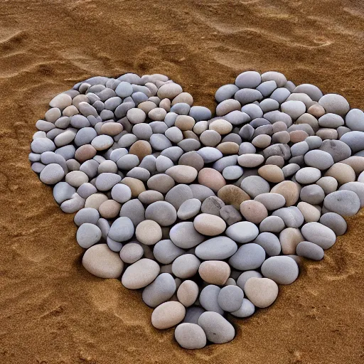 Prompt: a beach of heart pebbles, award winning photography, 4k