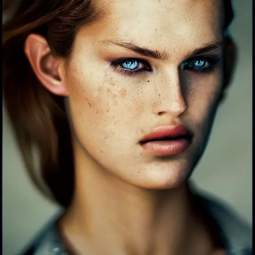 Image similar to portrait photography of world top model by annie leibovitz, perfect facial symmetry, dim volumetric cinematic lighting, 8 k, post - processing, extremely hyper - detailed, intricate, epic composition, masterpiece, stunning,