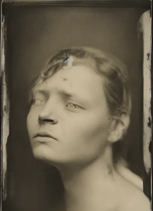 Prompt: portrait of a young blind women, hyperrealism, photo realistic, detailed, award winning photograph, cinematic lighting, ambrotype wet plate collodion by richard avedon and shane balkowitsch