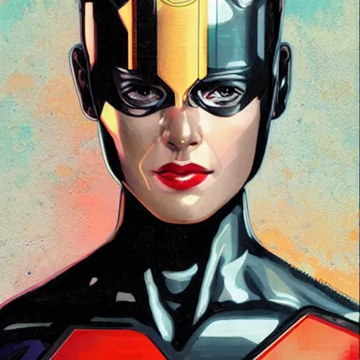 Image similar to portrait of a female android, by DC comics and Sandra Chevrier