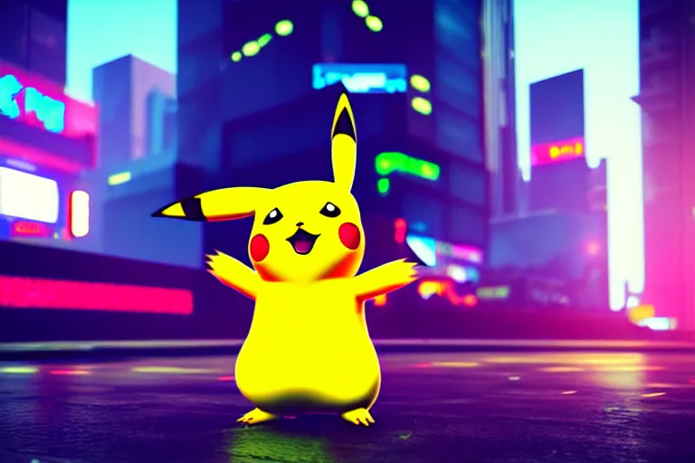 Prompt: a pikachu in a cyberpunk city. super realistic 8 k render of a elegant, cinematic composition