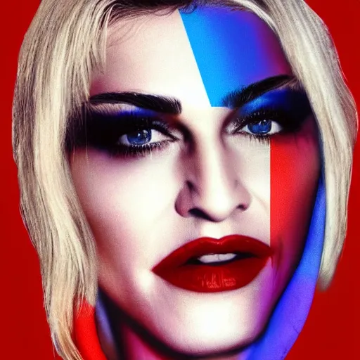 Prompt: madonna face colors with morocco flag colors