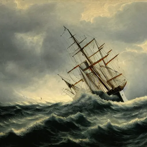 Prompt: whaling ship on stormy sea