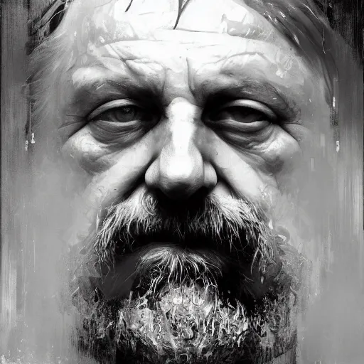 Prompt: slavoj zizek, hyperrealistic portrait, bladerunner street, art of elysium by jeremy mann and alphonse mucha, fantasy art, photo realistic, dynamic lighting, artstation, poster, volumetric lighting, very detailed face, 4 k, award winning