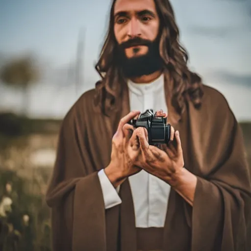 Prompt: professional photography of jesus as an influencer