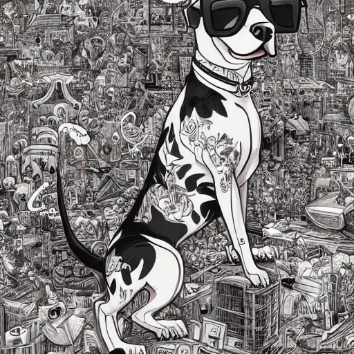 Image similar to crazy dog apartments, extremely detailed, sharp focus, wide view, full body shot, smooth, digital illustration, by james jean, by rossdraws, frank franzzeta, mcbess, sakimichan