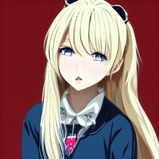 Prompt: blonde anime girl, anime style, beautiful face, sharp focus
