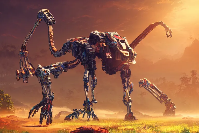 Image similar to longleg machine mecanical creature robot of horizon forbidden west horizon zero dawn bioluminiscence global illumination ray tracing hdr fanart arstation by ian pesty and alena aenami artworks in 4 k