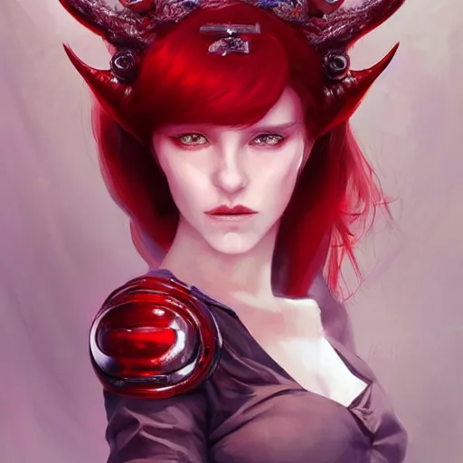 Image similar to A masterpiece portrait of a futuristic cyberpunk royal baroque goddes red devil succub girl with demon wings. trending on artstation, digital art, by Stanley Artgerm Lau, WLOP, Rossdraws, James Jean, Andrei Riabovitchev, Marc Simonetti, Yoshitaka Amano