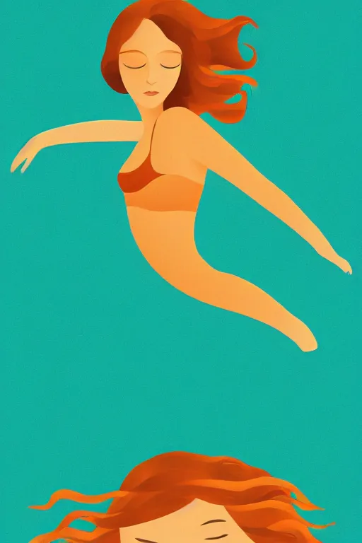 Image similar to minimalist boho style art of a woman swimming, illustration, vector art