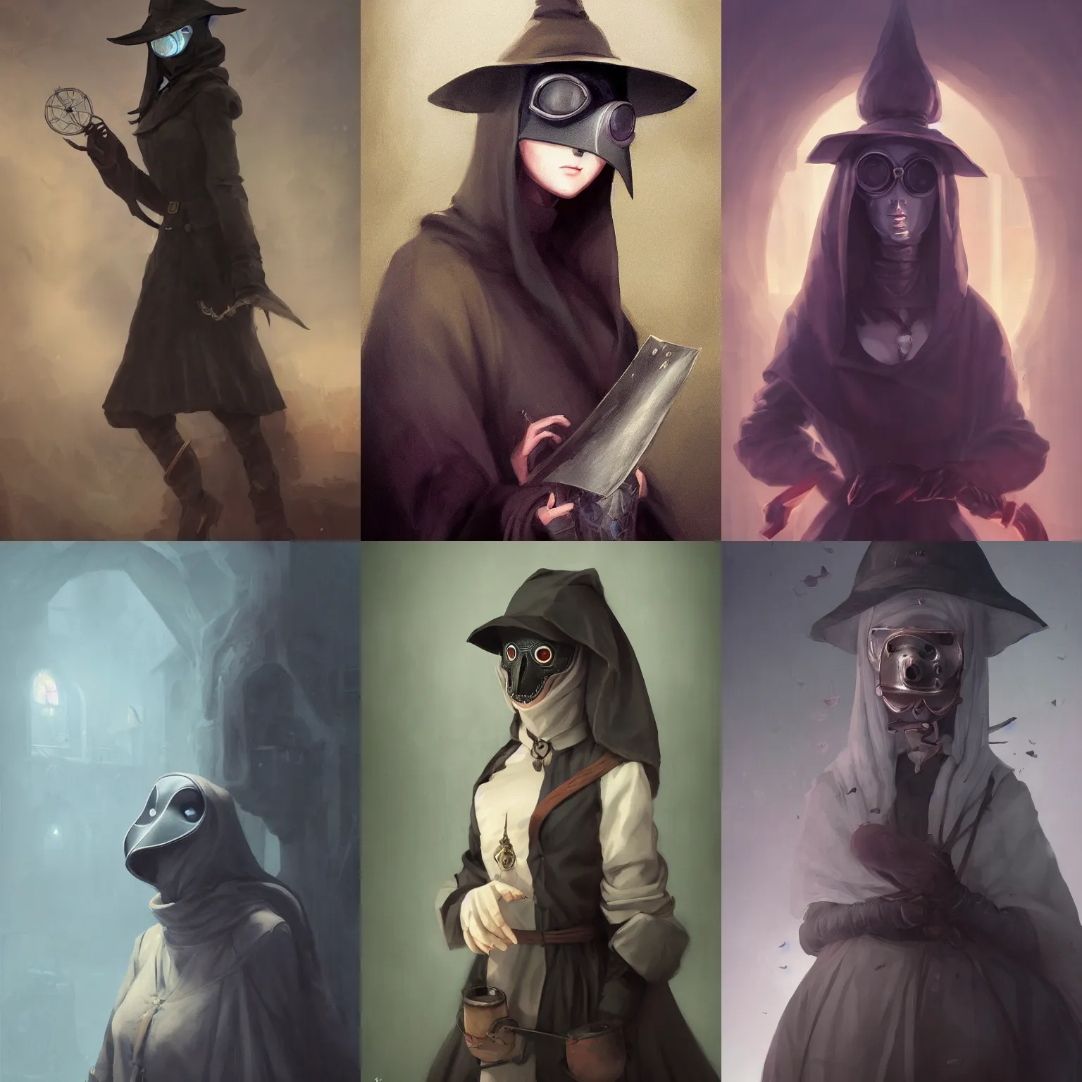 Prompt: a portrait of a cute female plague doctor, dark ages setting, vivid colors, soft lighting, atmospheric, cinematic, moody, in the style of ilya kuvshinov and range murata, krenz cushart, rule of thirds, oil on canvas, 8 k