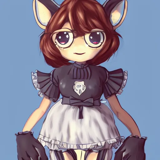 Image similar to a transhuman fox fursona wearing a maid outfit, highly detailed, by kawacy, trending on artstation, furry art