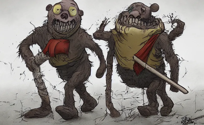 Prompt: winnie the pooh as an undead zombie on the beach at normandy, hyperdetailed, artstation, cgsociety, 8 k