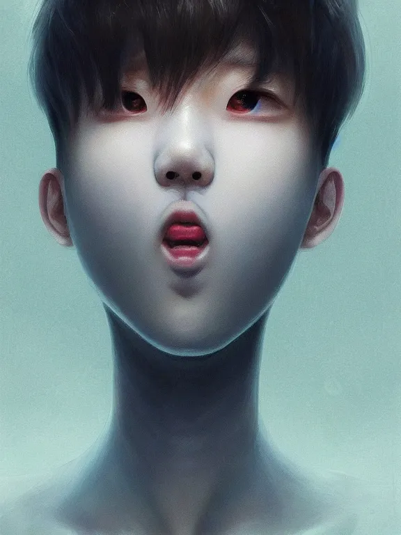 Image similar to Full shot of Kpop boy idol with no face and an eyeball instead of head performing on stage. Orb Head. Sphere Head. Eyeball Head. Eye exam. Friendly horror. Realistic. By Ruan Jia and Artgerm and Range Murata and WLOP. Key Art. Fantasy Illustration. award winning, Artstation, intricate details, Hyperdetailed, 8k resolution.