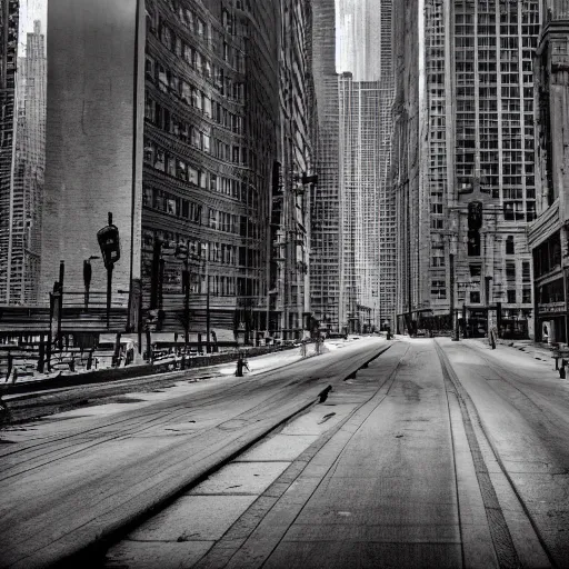 Image similar to post-apocalyptic Chicago